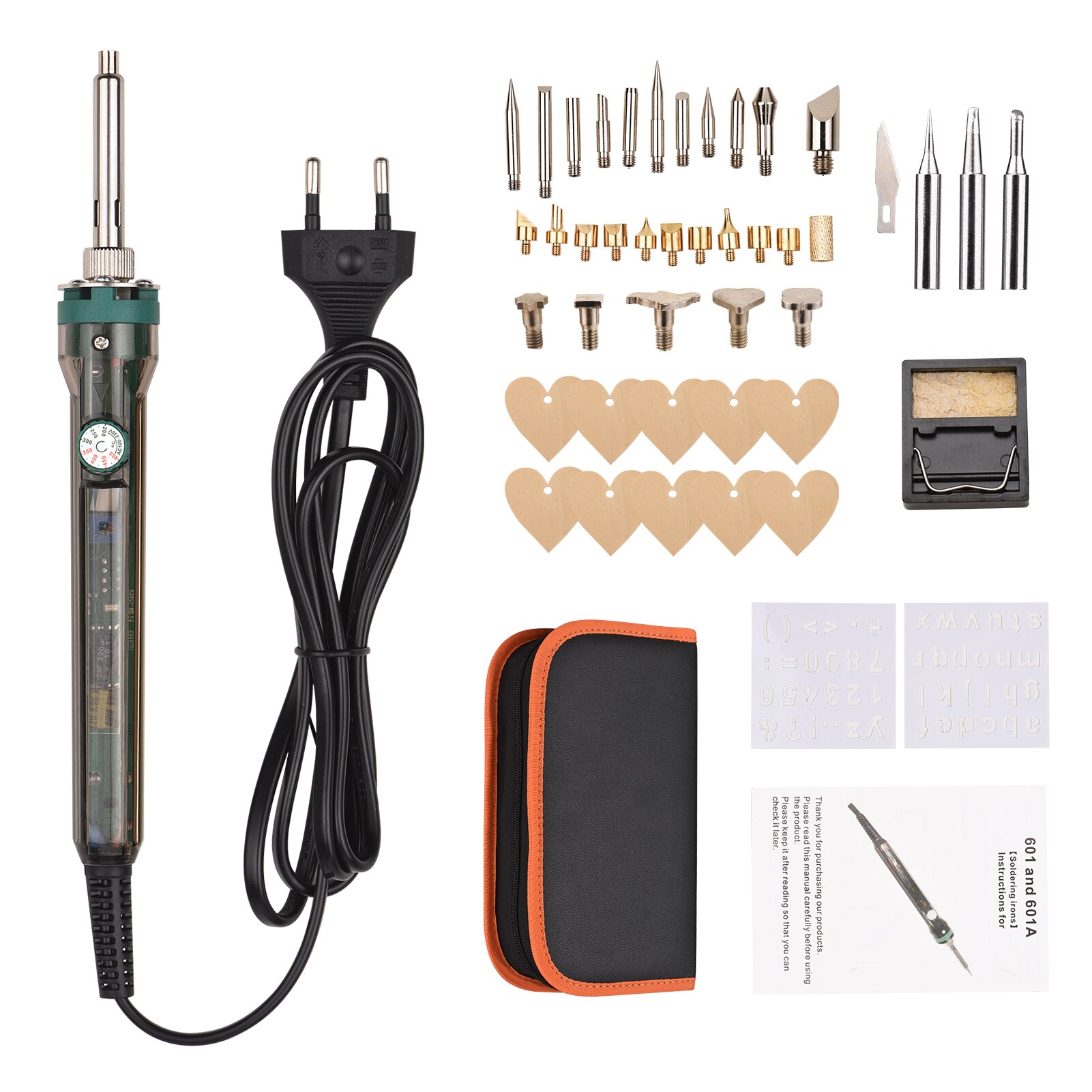 44/55/96PCS Pyrography Pen with Soldering Iron Tips Multifunctional Wood Burner Tool Adjustable Temperature 200-480℃