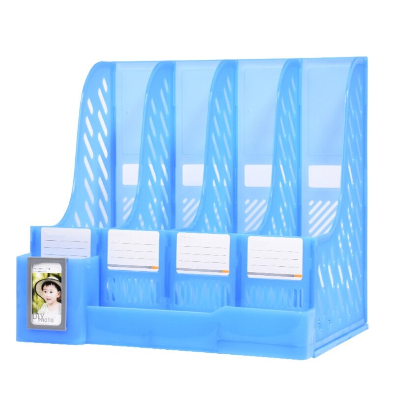 4-layer Vertical File Holder Document Organizer Box Ideal for School Office Desk K5DB: Pearl blue