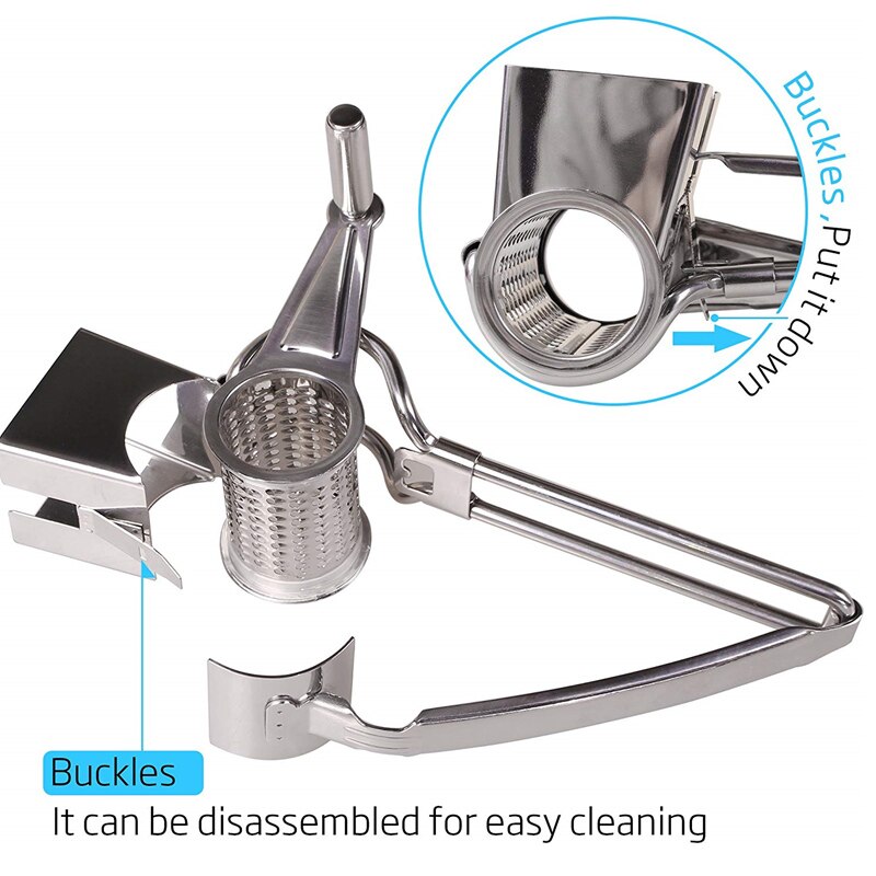 Rotary Cheese Grater Vegetable Cutter Slicer Shredder with 3 Interchanging Rotary Cylinders Stainless Steel Drums & Slicer