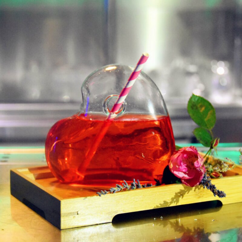 Heart Shape Cocktail Glass Small Capacity Transparent Molecular Smoked Modelling Glass Fantasy Wine Cup Bar Drinkware