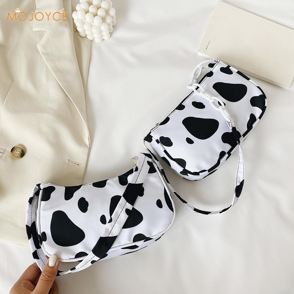 Frauen lässig Nylon Handtaschen Geldbörse Damen Kuh Milch Reißverschluss Totes Schulter Taschen Jugend Damen Einfache Vielseitige Tasche