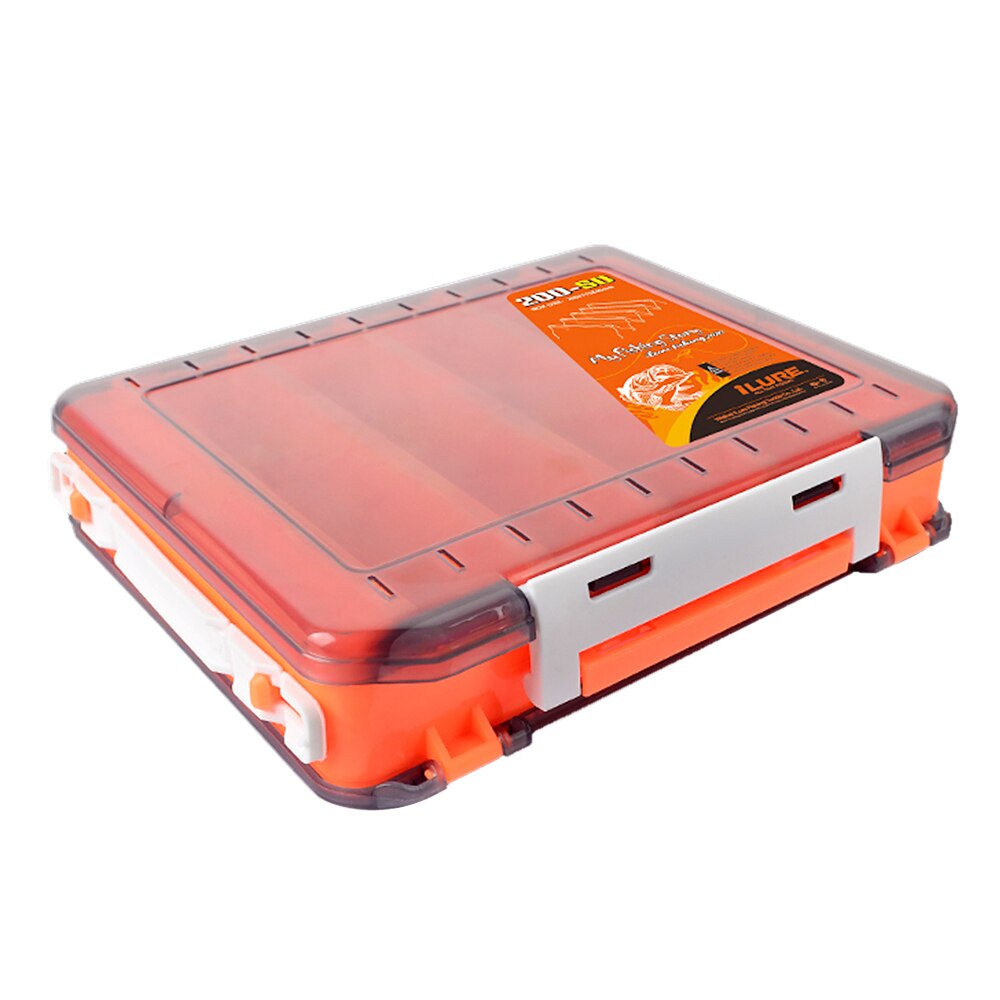 Double Sided Fishing Box Fishing Accessories Lures Hooks Storage Box Fishing Tackle Organizer Box: Orange S