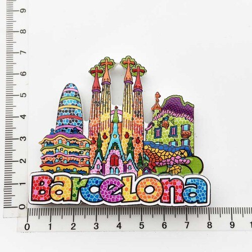 Imanes de nevera de Barcelona, España, mosaico de colores, recuerdo turístico, pegatina magnética para refrigerador, decoración, artesanía escénica, Idea de: 5