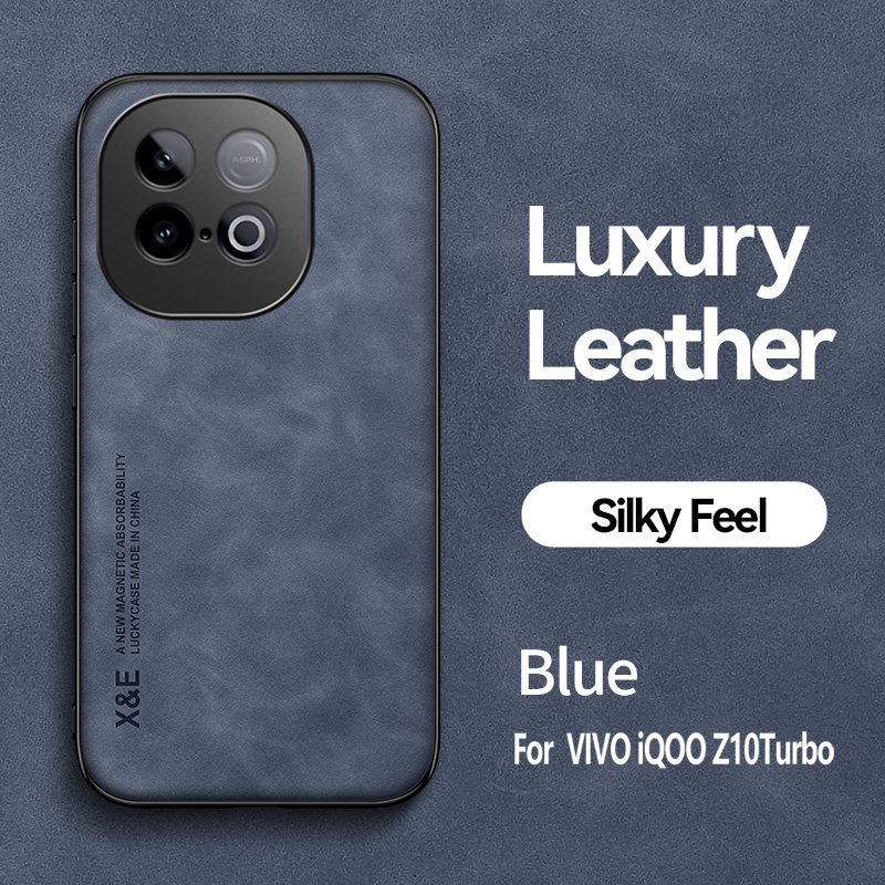 For Vivo Iqoo Z10 Turbo Pro Magnetic Case Matte Leather Cover Vivo Iqoo Z10 Turbo Camera Shell Shockproof Fundas Iqoo Z9 Turbo: Vinyl / SKY BLUE