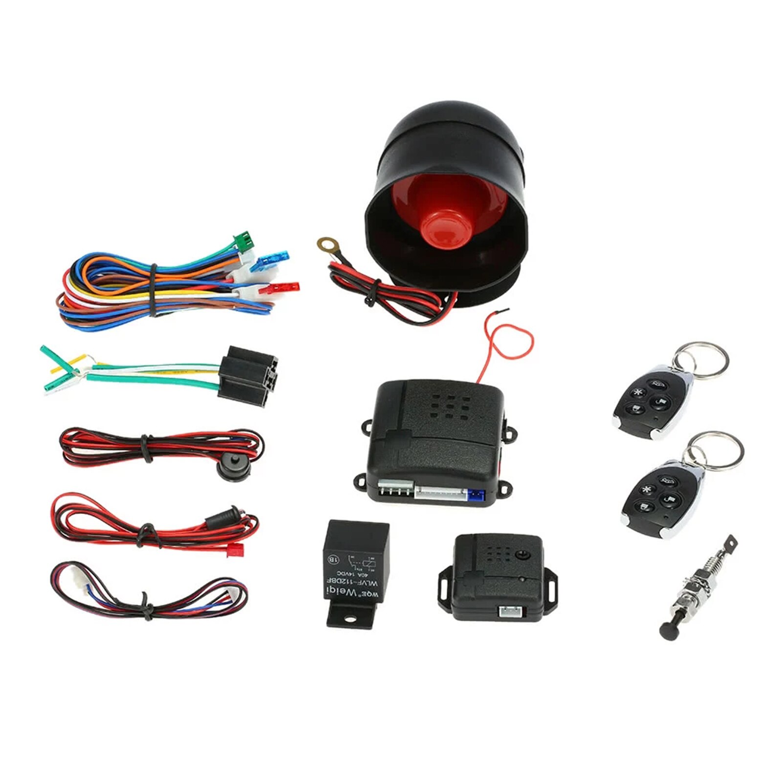 Universal 1-Way Car Alarm Vehicle System Protection Security System Keyless Entry Siren + 2 Remote Control Burglar Alarm