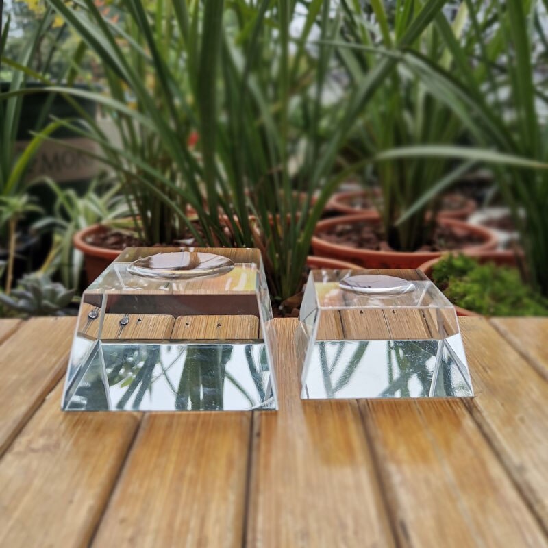 1 stk gjennomsiktig glass trapesformet fordypning krystallkule vise utgangspunkt bordholder stativ hjem dekor dekorasjoner fest papirvekt