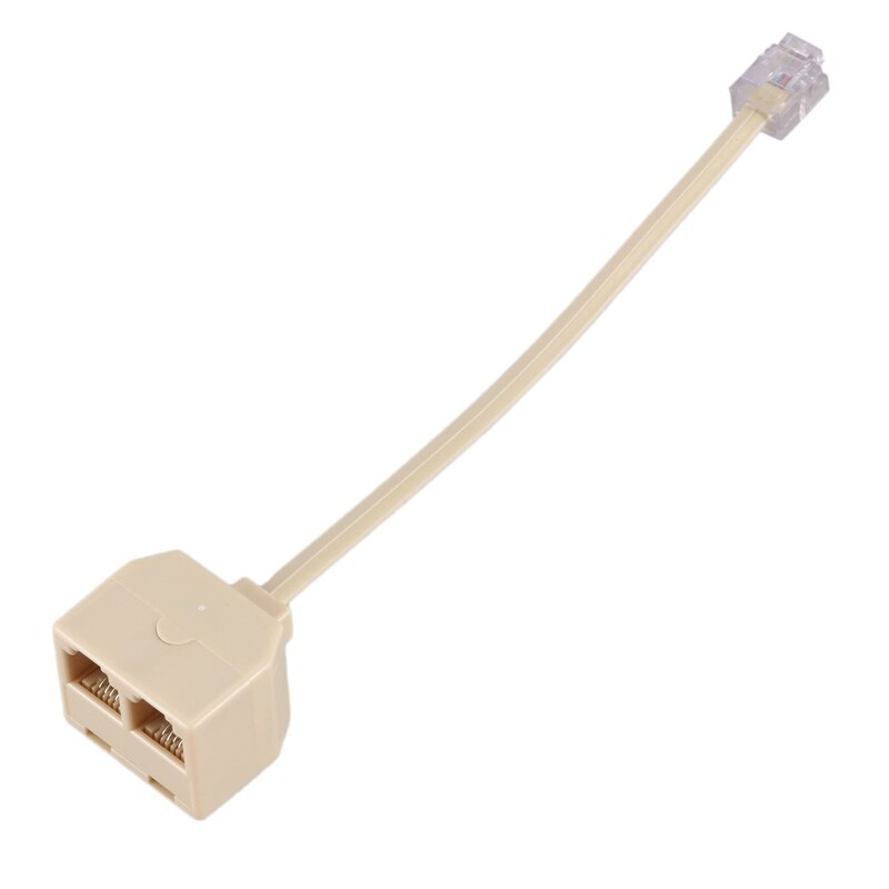 Adaptador divisor de línea de toma de teléfono RJ11 6P4C, salida de 2 vías, color Beige