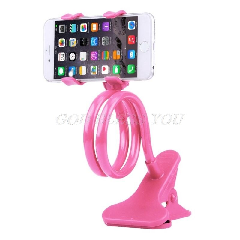 Mobile Lazy Bracket Two Clamp Flexible Phone Stand Holder for Cellphone Support: Pink