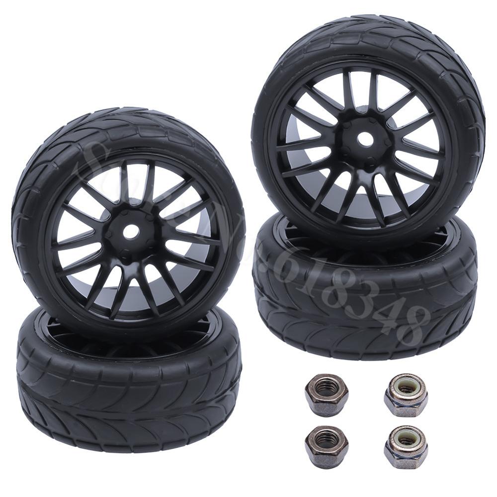 4Pcs 26mm Rubber RC Tyres & Wheel Rims Hex 12 For 1:10th HSP HPI Sprint 2 Drift RS4 On Road Cars 4WD: Type 2357
