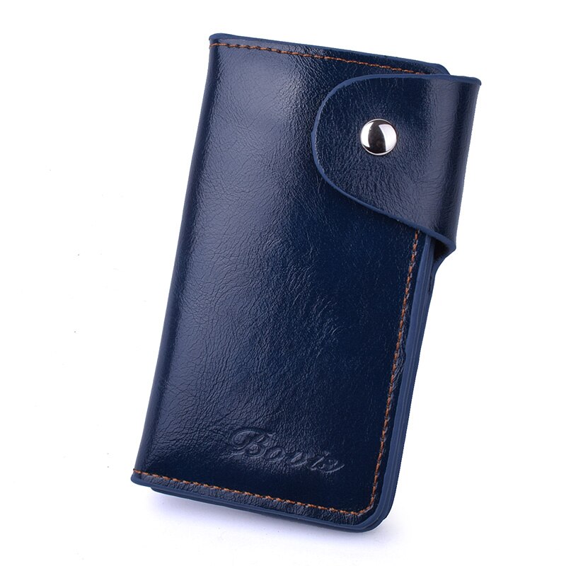 Leer Hasp Autosleutel Houder Case Wallet Met 6 Sleutel Haken Mannen Vrouwen Portemonnee Met Credit Card Houder Organizer Pull-Stijl Sleutelhanger: blue