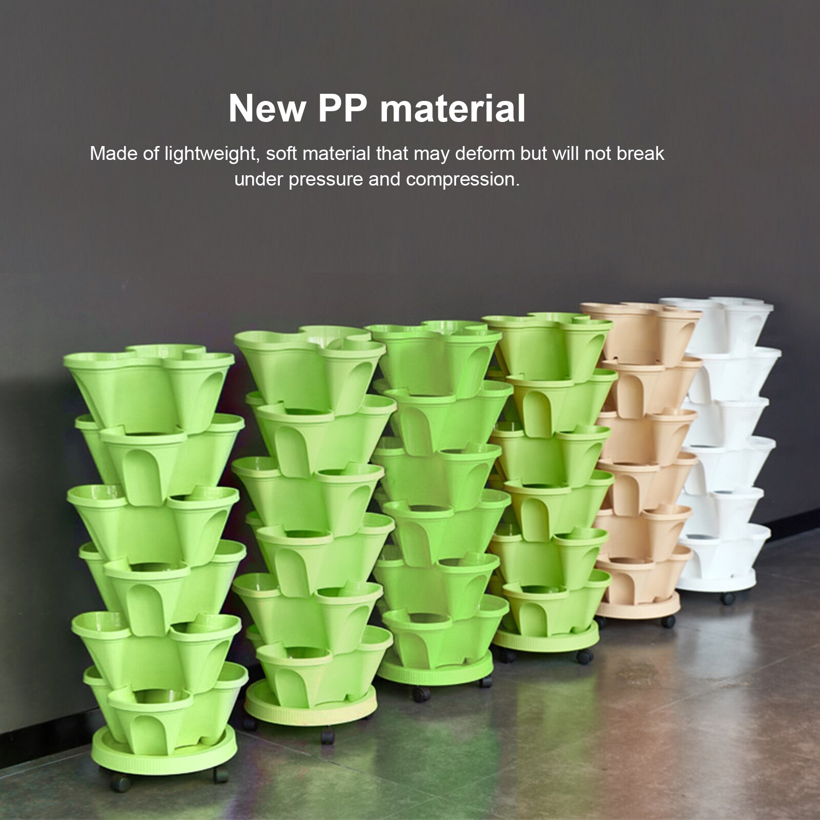 Plastic Stackable Vertical Stereoscopic Flower Plant Pot Universal Wheel Tray Strawberry Seedling Holder Garden Planter Flower