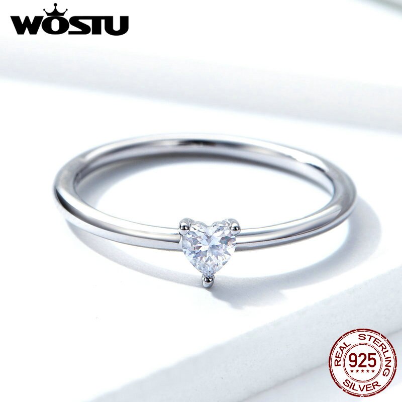 WOSTU Herz Höhepunkte Ring 925 Sterling Silber Klar CZ blendend Kristalle Ringe Finger Für Frauen Eleganz Edlen Schmuck CQR498