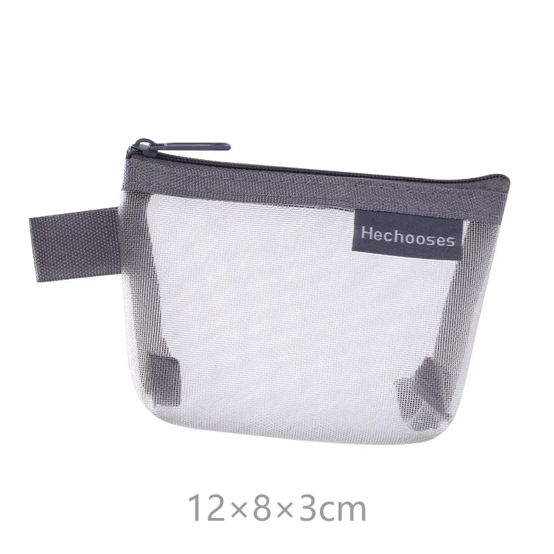 Triangle Mesh Nylon Visible Large-capacity Coin Bags Purses ID Credit Card Holder Pouch Key Earphone Makeup Toiletry Storage Bag: Clear