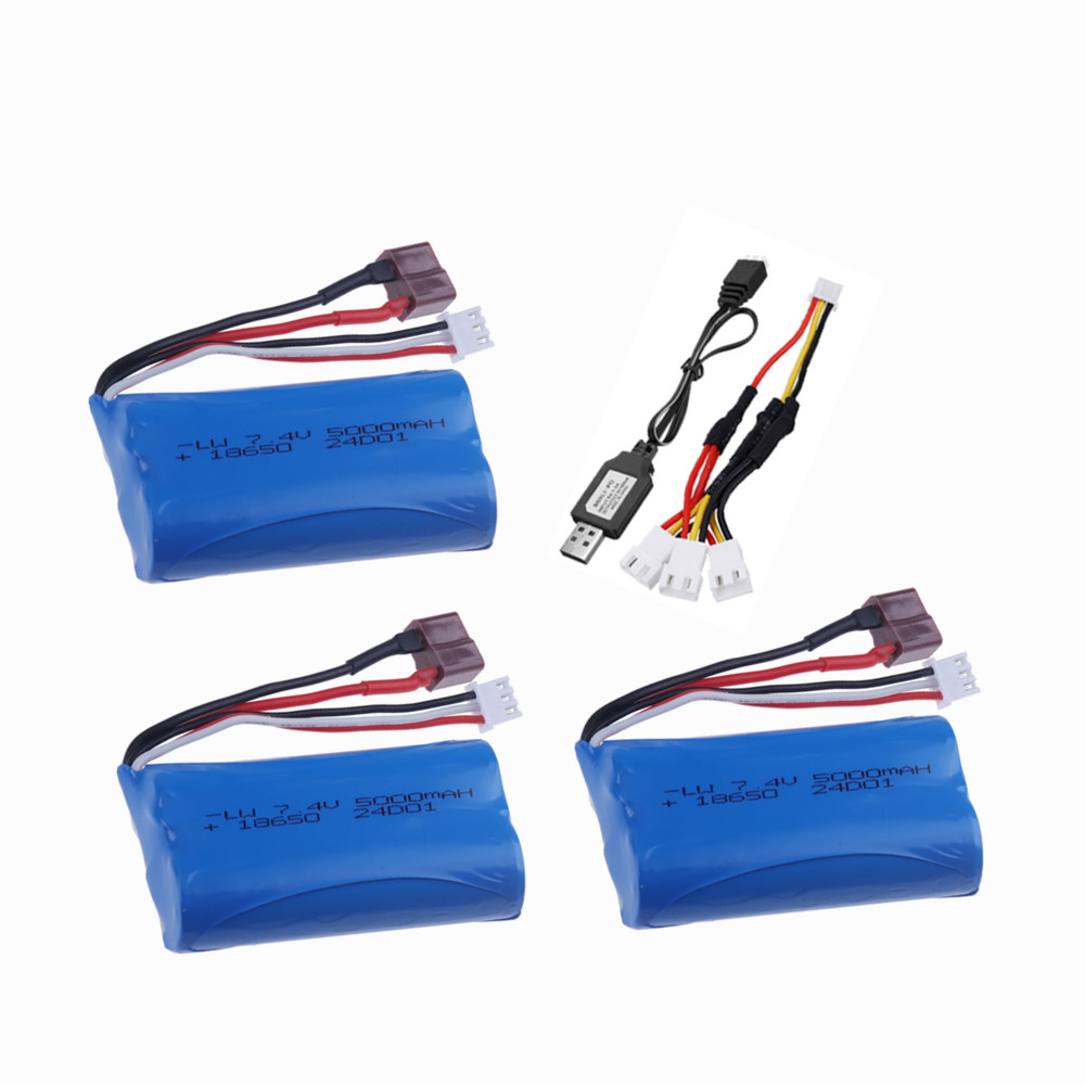 Li-Ion Batteri 7.4V 5000mAh 18650 2S för Wltoys RC Bil - Reservdelar: Ljusgrå