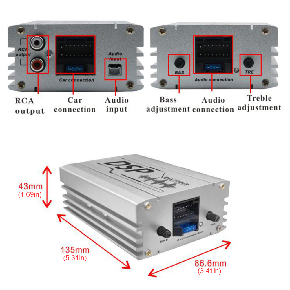 Bil dsp digital ljudprocessor 4 in 6 utgång billjud digital signalprocessor dsp bil equalizer för billjudförbättring