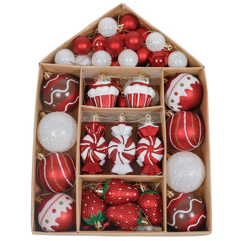 Christmas ball red and white bag set 70 Christmas tree ornaments: White