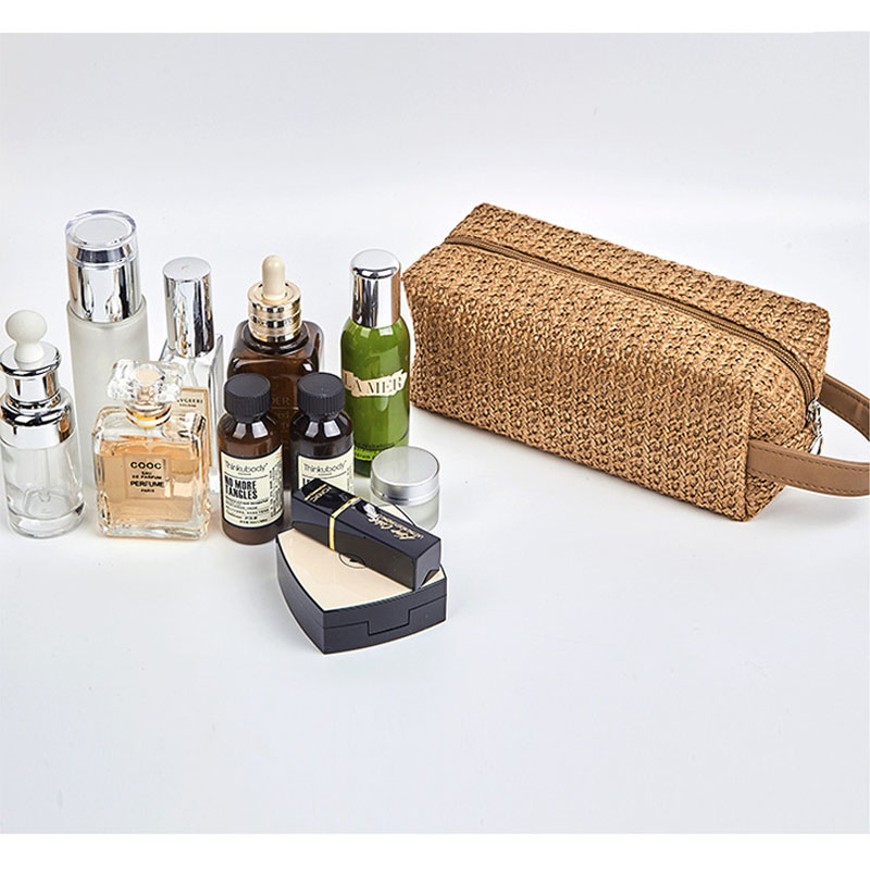 1 Pc borsa da trucco per donna in tessuto di erba borsa da viaggio per donna estiva borsa da spiaggia trucco Kit di bellezza borse Casual per le vacanze