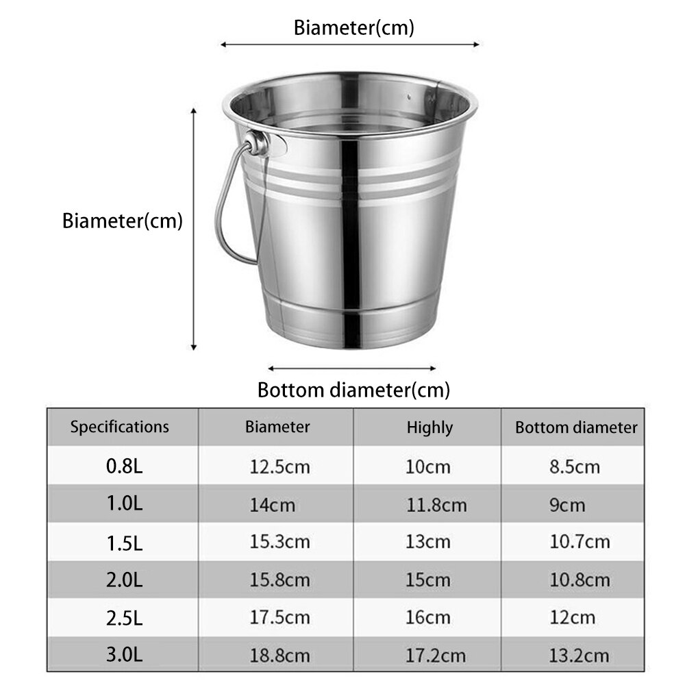 0.8L~1.3L Stainless Steel Ice Bucket Portable Ice Chiller Cooler with Handle Ice Cube Container for Champagne Beer Bucket