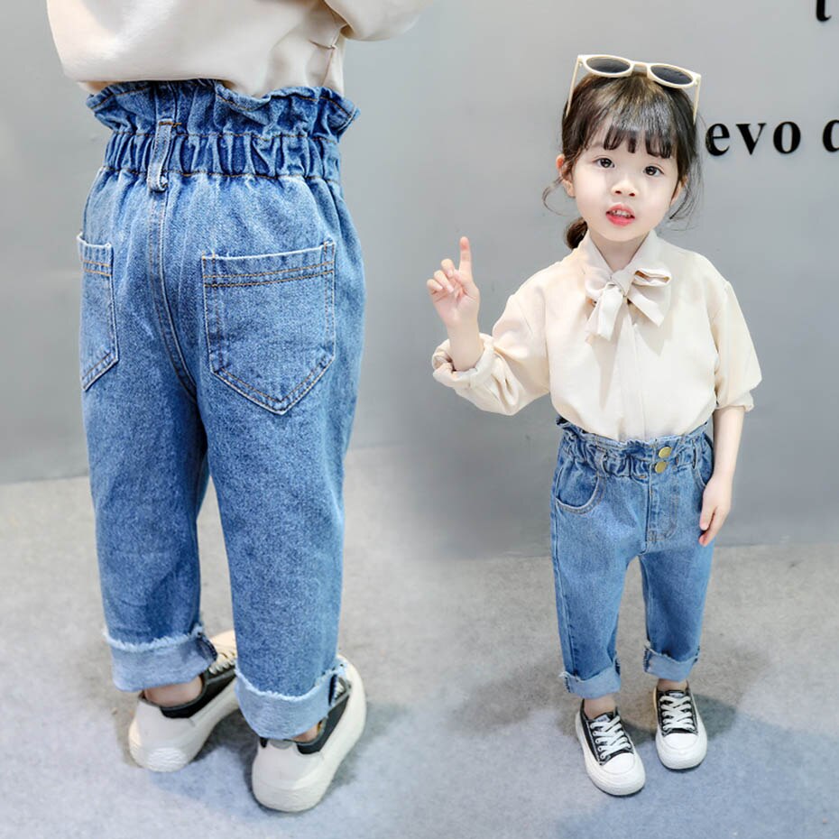 Baby Girl Jeans Autumn Kids Girl Jeans High Waist Children's Jeans Casual Style Children's Clothing