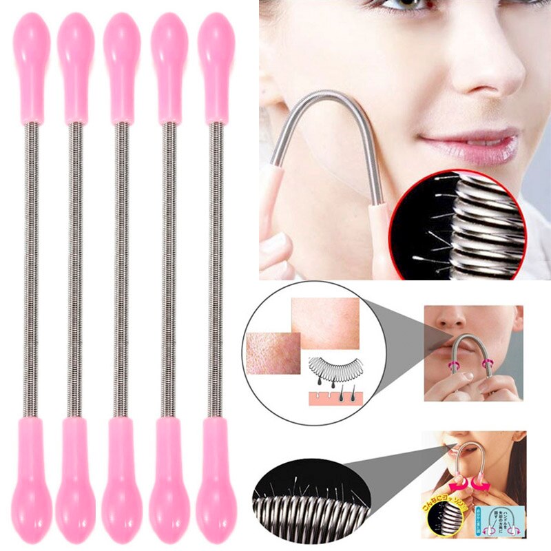 Depiladora Facial de acero inoxidable, 1/3/5 Uds., dispositivo de Limpieza del cabello corporal para la belleza de la cara, maquillaje, barra depiladora con curva
