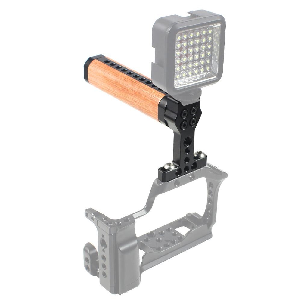 Poignée en bois pour appareil photo, pour GH5 5DMARK III SLR, Cage en bois, poignée supérieure avec support de chaussure froide, adaptateur de vis 1/4 "3/8"