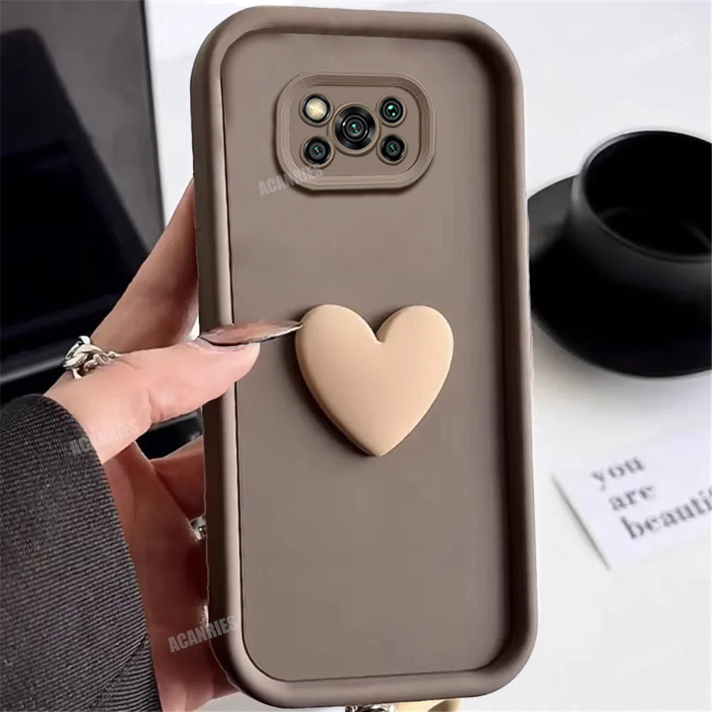 Poko  m3 f3 pocox 3 schattig siliconen hoesje met hartje voor xiaomi mi poco  x3 pro  x 3 nfc  gt 5g dames matte zachte achterkant cover  x3 pro  x3 nfc