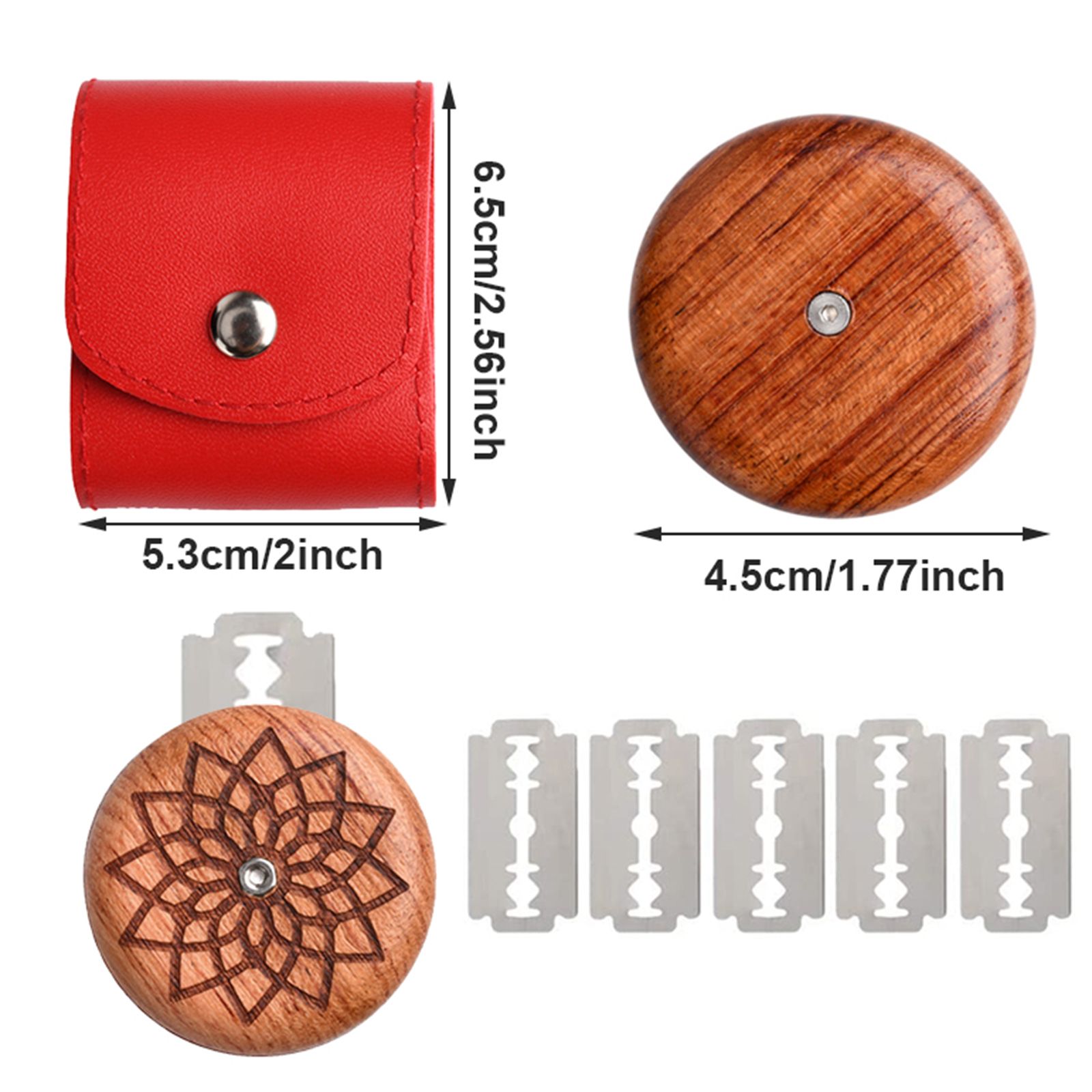 Cortador de pan Lame con bolsa de cuero, herramientas de corte de puntuación de masa para panaderos, 5 cuchillas de madera, FRANCÉS