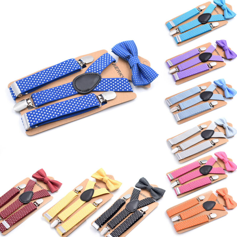 Kids Baby Boy Meisjes Jarretel en Vlinderdas Sets Kinderen Formele Party Bow Tie + Jarretel Polka Dot 2 Stuks combo Set Lot