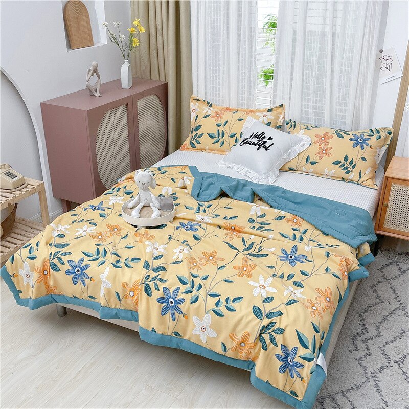 Frühling und Sommer Gewaschen Reine Baumwolle Quilt klimaanlage Dünne Bettdecke Gedruckt Haut-freundliche Sommer Quilt 200x230cm: Color 3