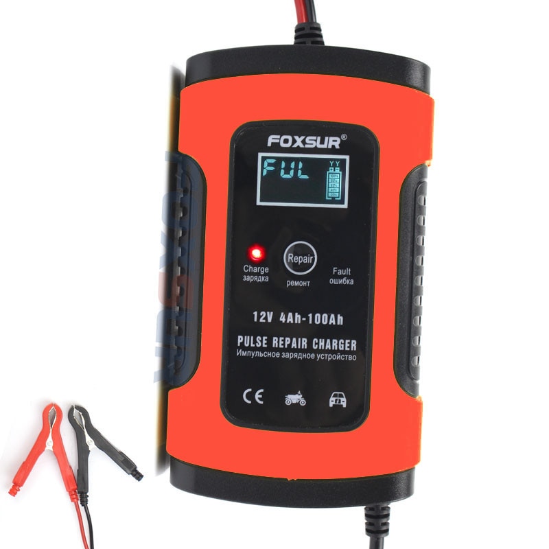 FOXSUR 12 v Automatische Smart Battery Charger Auto & Motorfiets Lader, 12AH 36Ah 45AH 60AH 100AH Pulse Reparatie Lader LCD Display