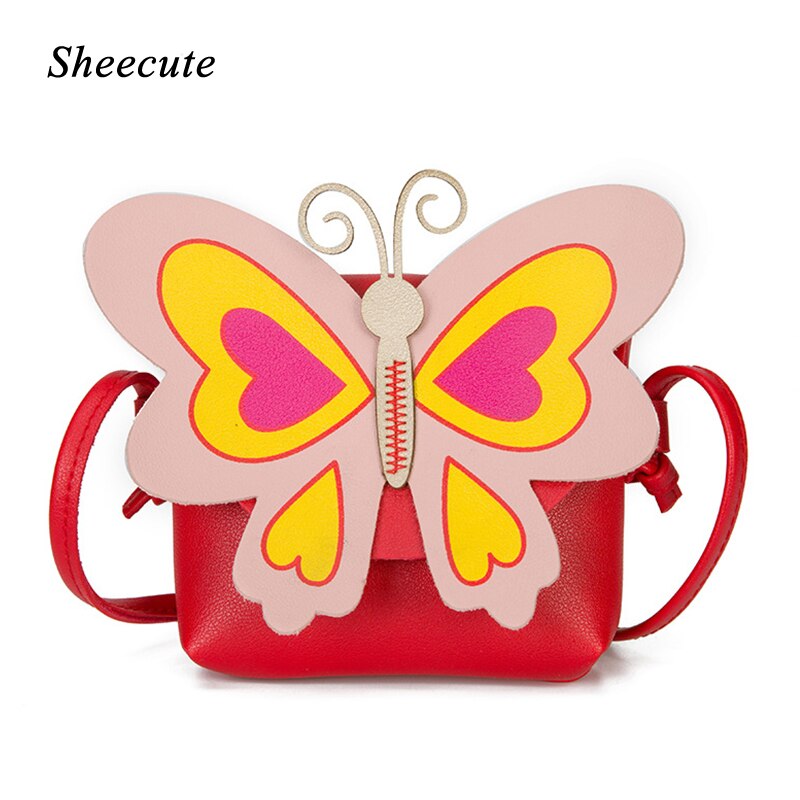 Jente mini bag søt 3d sommerfugl skulder messenger bag veske vanntett skinn jente crossbody vesker for barn
