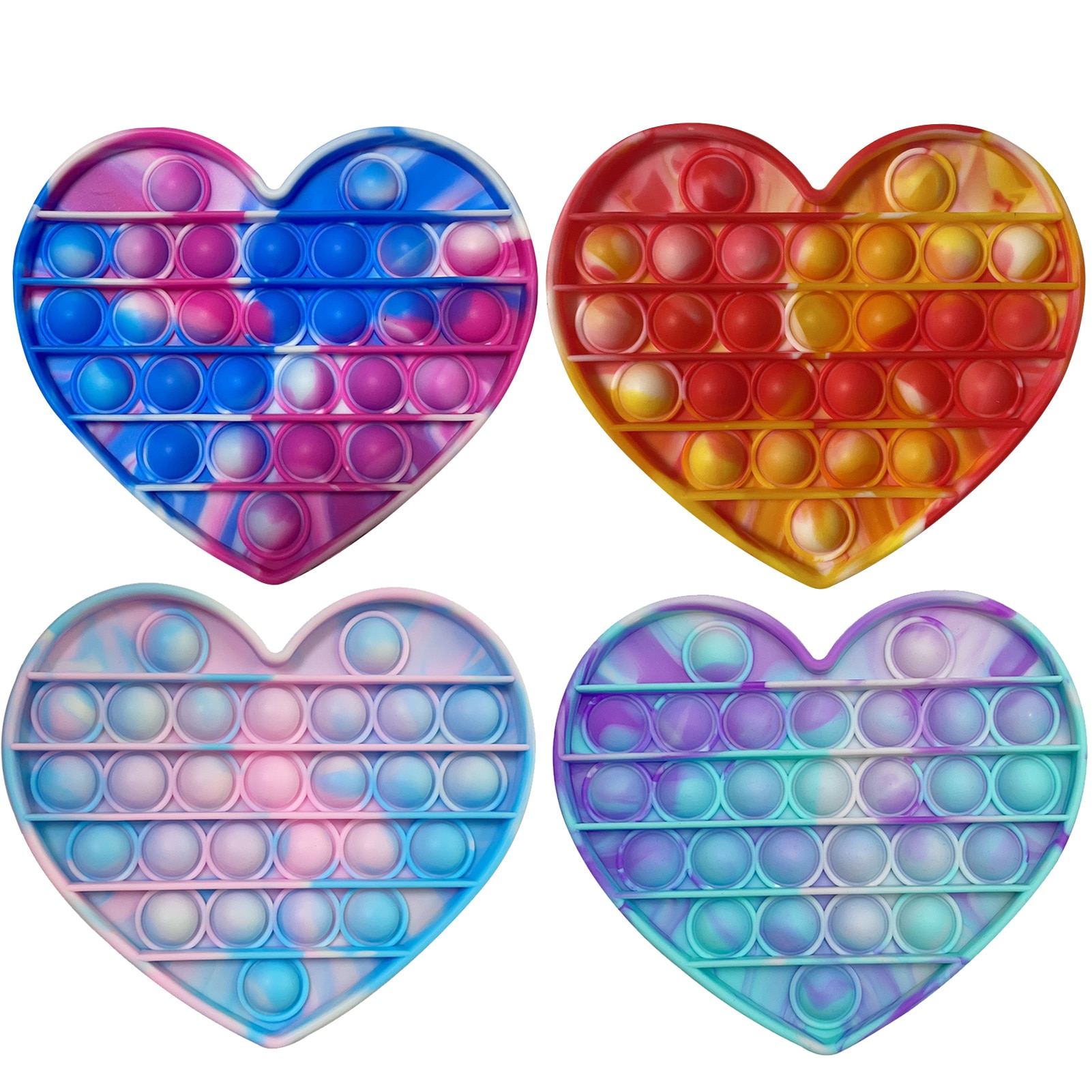 Love Heart Push Pops Bubble Sensory Toy Autism Needs Adult Child Funny Popit Anti-stress PopIt Fidget Stress Reliver Toys