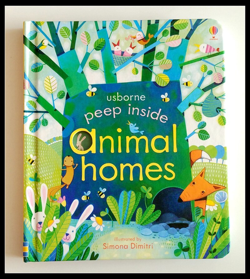 3D Engligsh Peep Libri di 14 pagine di Cartone con Hollow includono Animali Giardino Dinosauro per I Bambini Prima di Coricarsi Libro di Storia 19.5*16.5 centimetri: Animal homes