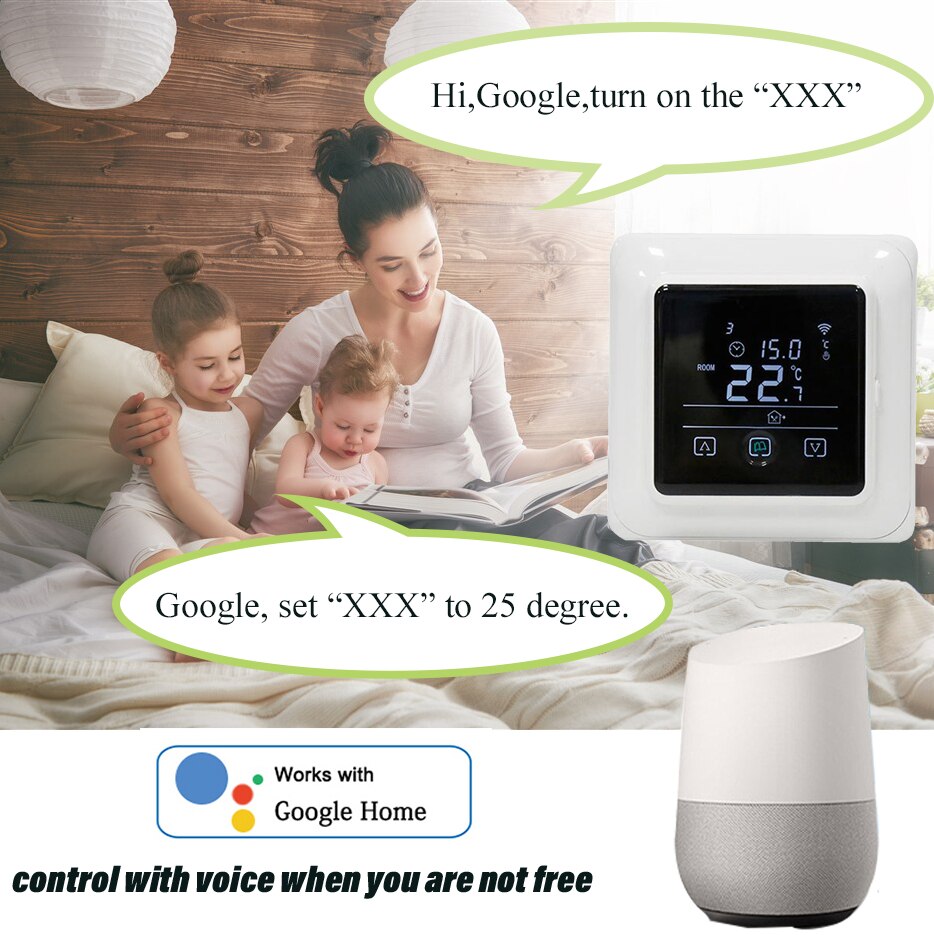 Beok-termostato WIFI con Control por teléfono, controlador de temperatura de 220V, para calefacción eléctrica/agua bajo suelo, Tuya Smart Life, Google