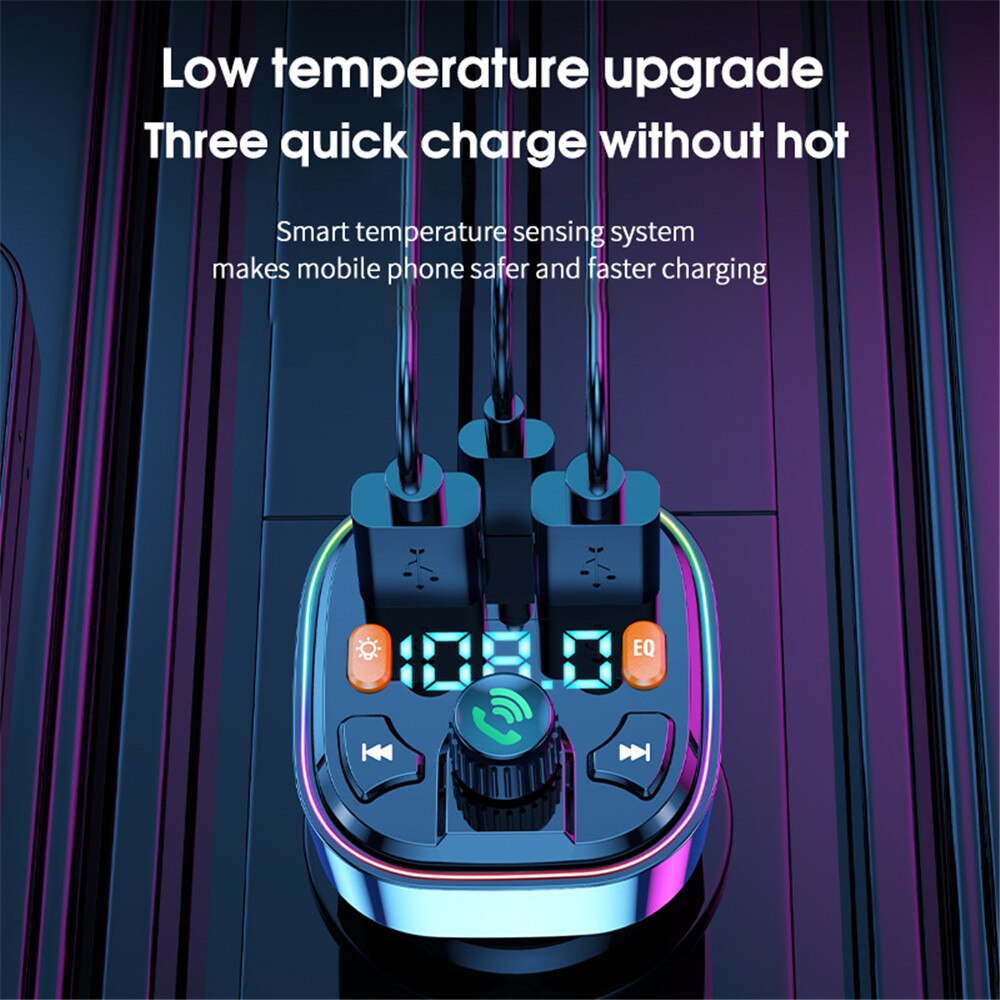 Q5 18W trasmettitore FM microfono esterno Dual USB PD tipo C caricabatterie per auto a ricarica rapida Bluetooth 5.0 vivavoce modulatore FM per auto