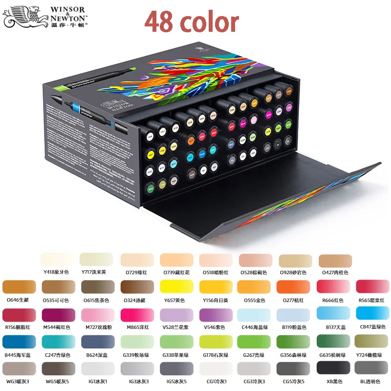 WINSOR & NEWTON Alcohol Based Promarker 6/12/24/48/96 Colors Set Twin/ Double Tip Marker Pens Pro Marker For Artists