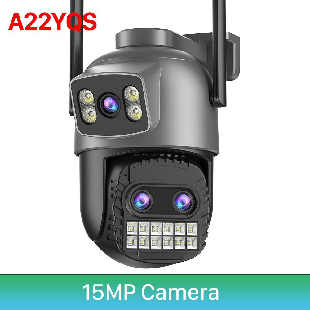 6K 15MP HD IP-camera Buiten Externe WiFi-camera met drie lenzen 4K 8MP Dual Screen Beveiliging PTZ Cam Auto Tracking Surveillance: Zilver