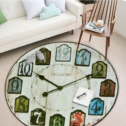 Eovna Vintage Creatieve Wandklok Ronde Tapijt Anti-Slip Slijtvaste Keuken Tapijten Voor Home Living kamer: 100cm / 5