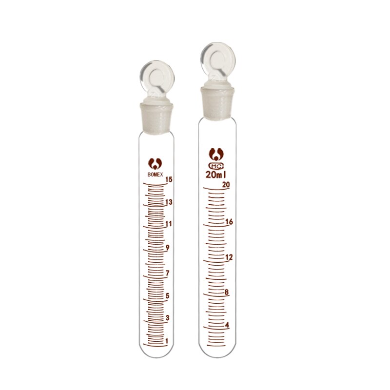 Tube à essai en verre gradué 5mL-50mL avec bouchon buccal de meulage pour l'expérience