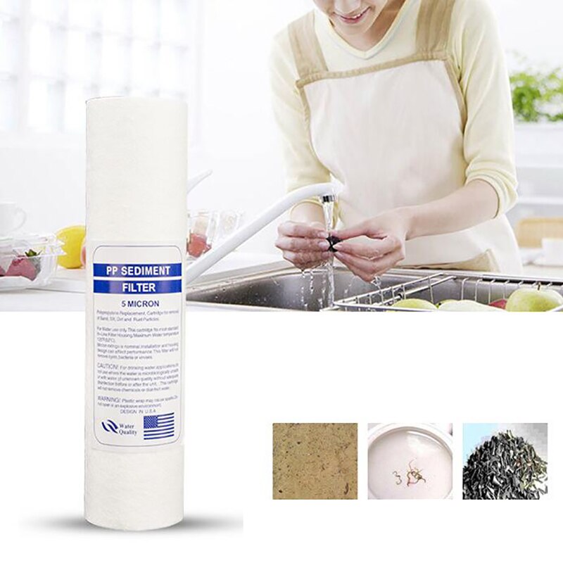 Purificador de agua de 10 pulgadas, 5 micrómetros, cartucho de filtro de agua de sedimentos, sistema de filtro de agua de algodón PP, 4 Uds.