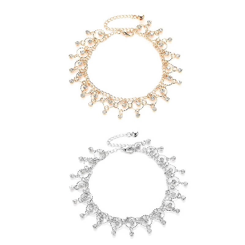 Mode Bohemen Kwastje Enkel Armbanden Voor Vrouwen Sexy Strass Hanger Voet Ketting Sieraden Strand Accessoires