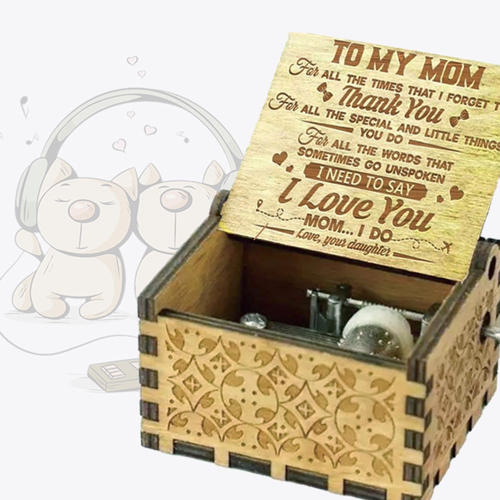 Antique Carved Wood Music Box My Sunshine To My Mom mom Christmas Birthday Party Send Coffin Decor Anonymous R4U3