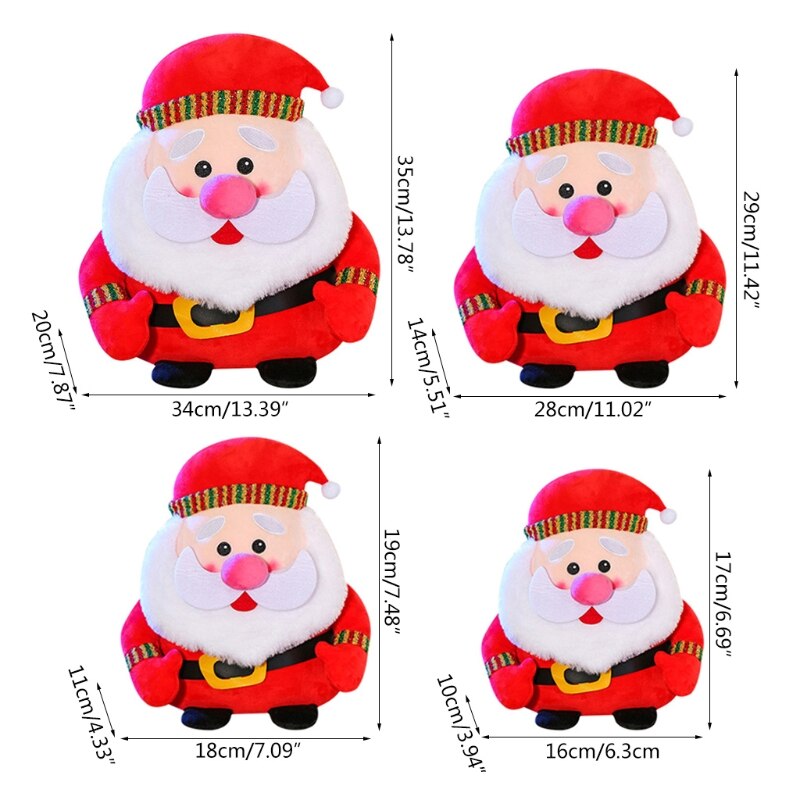 066B 7-14’’ Plush Toy Santa Claus Doll Lovely Christmas Ornament Miniature Stuffed Doll for House Decoration Hanging Toy