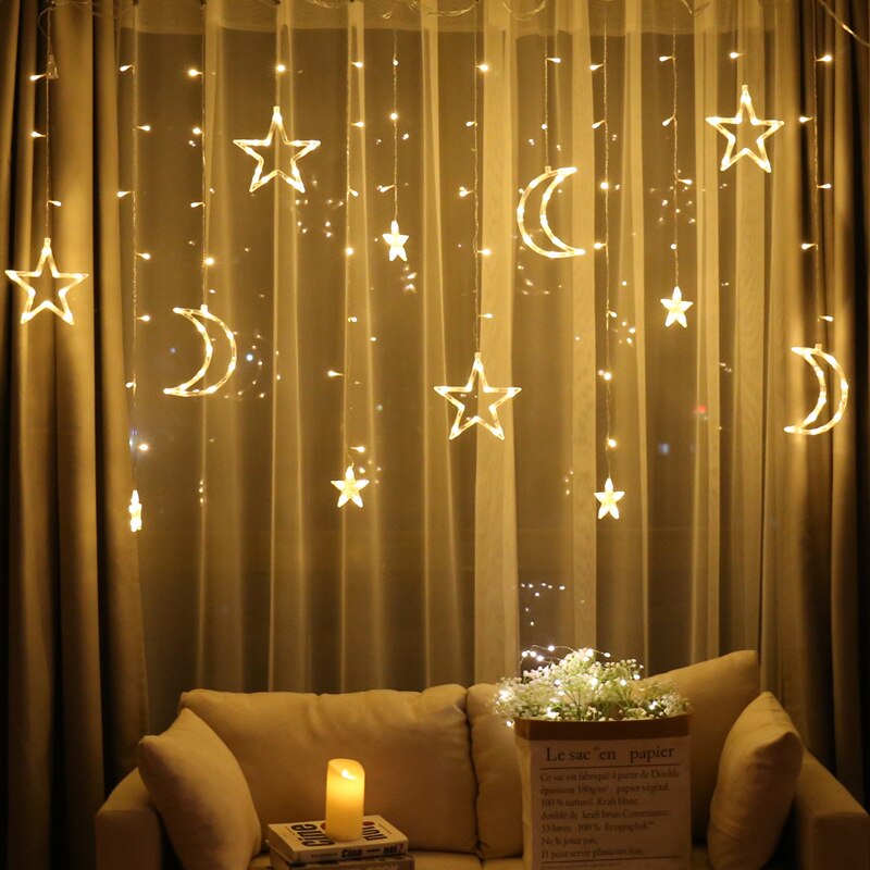 3,5 M Mond Sterne Lampe LED Lampe Schnur eins Weihnachten Lichter Dekoration Lichter Vorhang Lampe Hochzeit Nentern 220v Gebühr licht