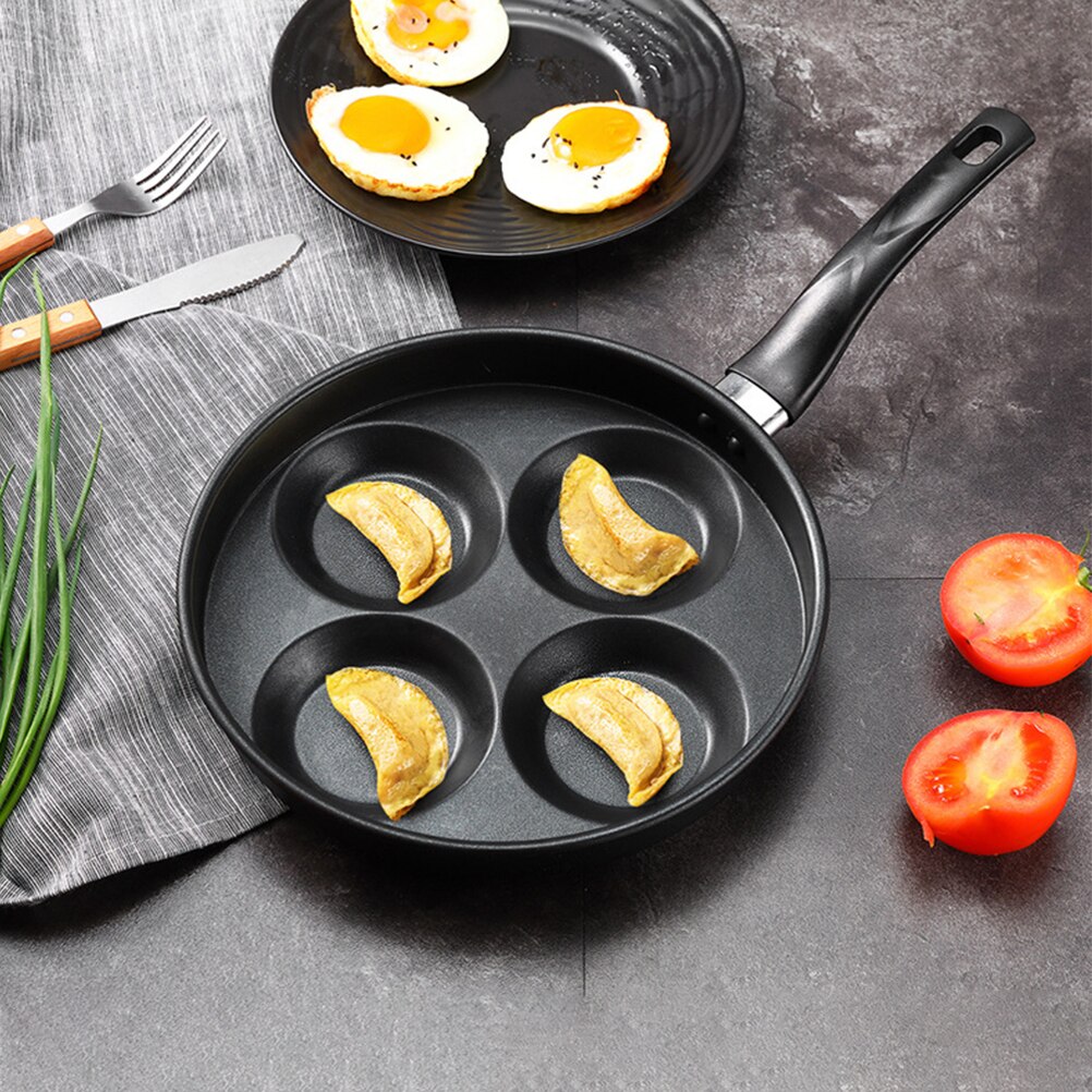 1pc stegt æg pande 4 rum non-stick omelet æg kogepande køkken gaget til hjemmet (sort)