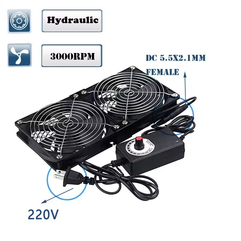 3000RPM Fan Cooling with Controller 120mm 12cm 12V 220V Btc Machine Chassis Workstation Cabinet Radiator Server Fan for GPU VGA: Light Grey