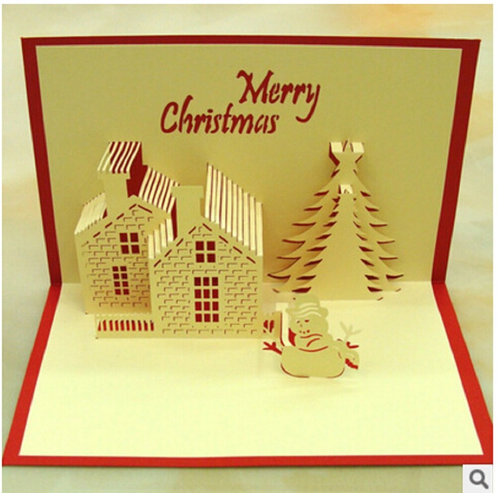3D Pop Up Origami Greeting Christmas Cards Stereoscopic Christmas tree: C