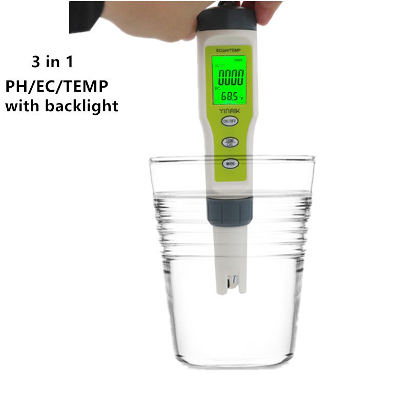 3 In 1 EZ9902 Ec Meter Water Quality Tester Ph Ec Temp Meter Vervangen Probe Zuiverheid Maatregel Tool Zuurgraad Testers voor Zwembad 20% Off: with backlight