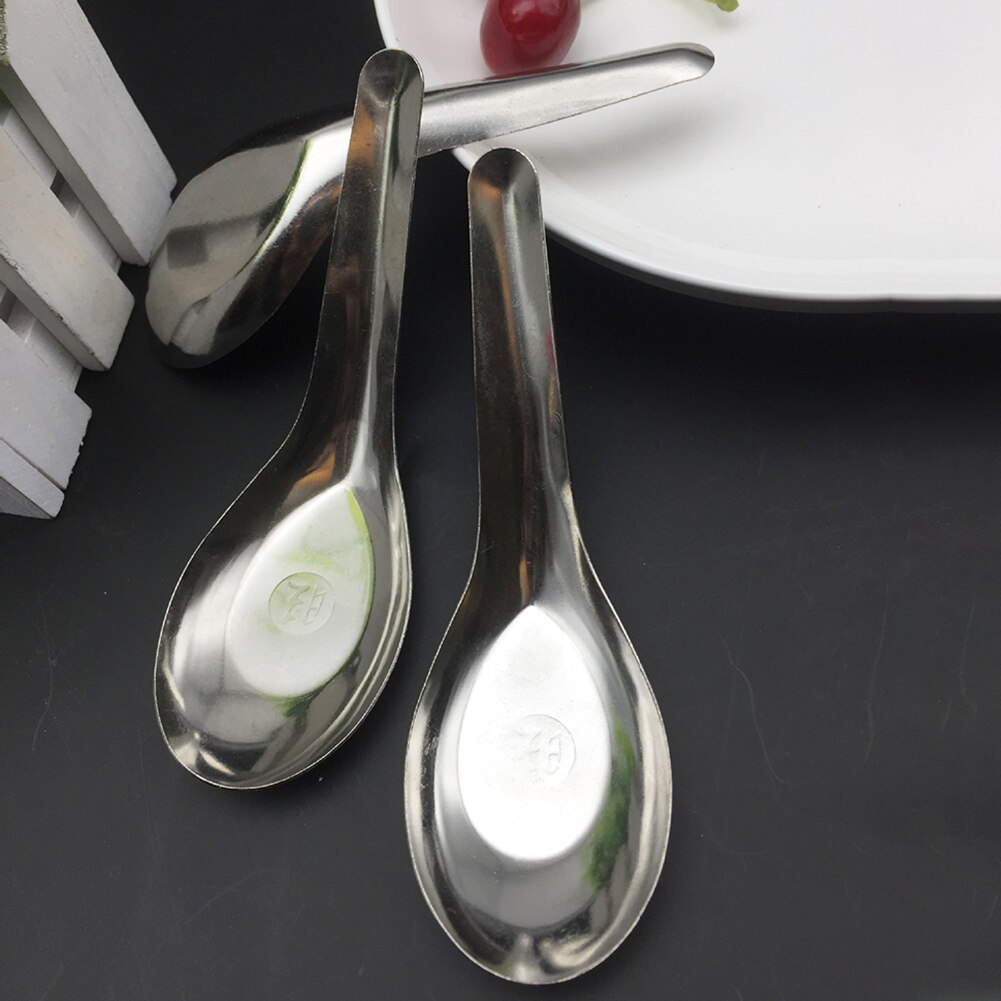 1pc rustfrit stål metal kinesiske asiatiske ris suppe skeer sølv spejl poleret bestik til hjemmet restauranter miljøvenlig ske
