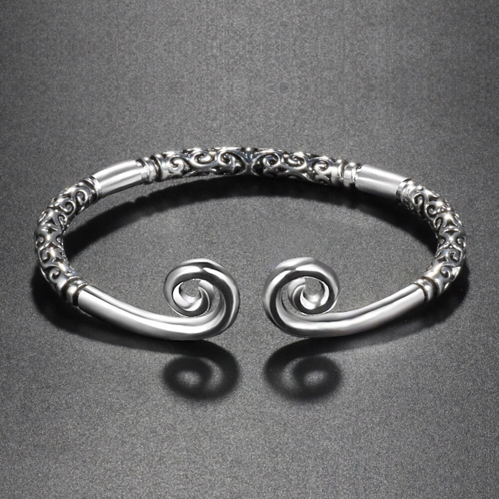 Monkey King Unisex 925 Thai Silver Bracelet-Sterling Silver Bracelet for Women's -Open Sterling silver Bracelet-Men's jewelry: White